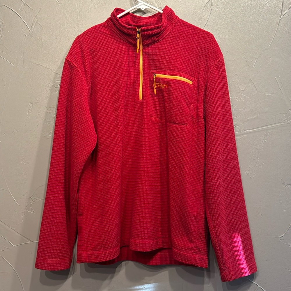 Orvis 3/4 zip red men’s waffle grid pullover trout bum